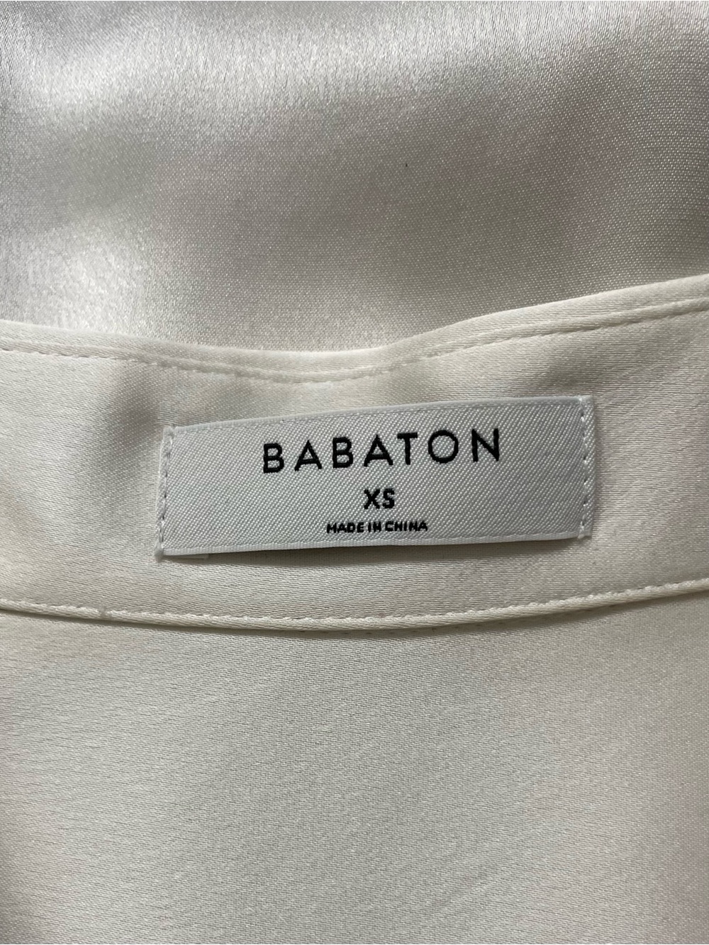 Women's BABATON ARITZIA Ivory SATIN Button Down OVERSIZED Shirt BLOUSE  XS - Picture 4 of 6